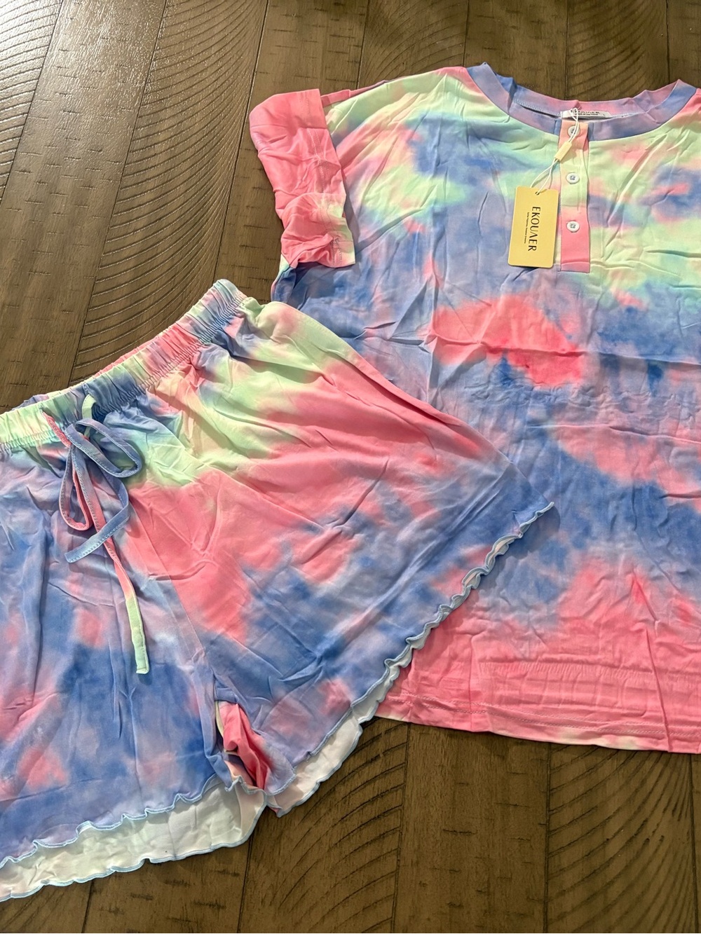 Tie-Dye Pastel Lounge Set - Pink, Blue, SIZE LARGE NWT